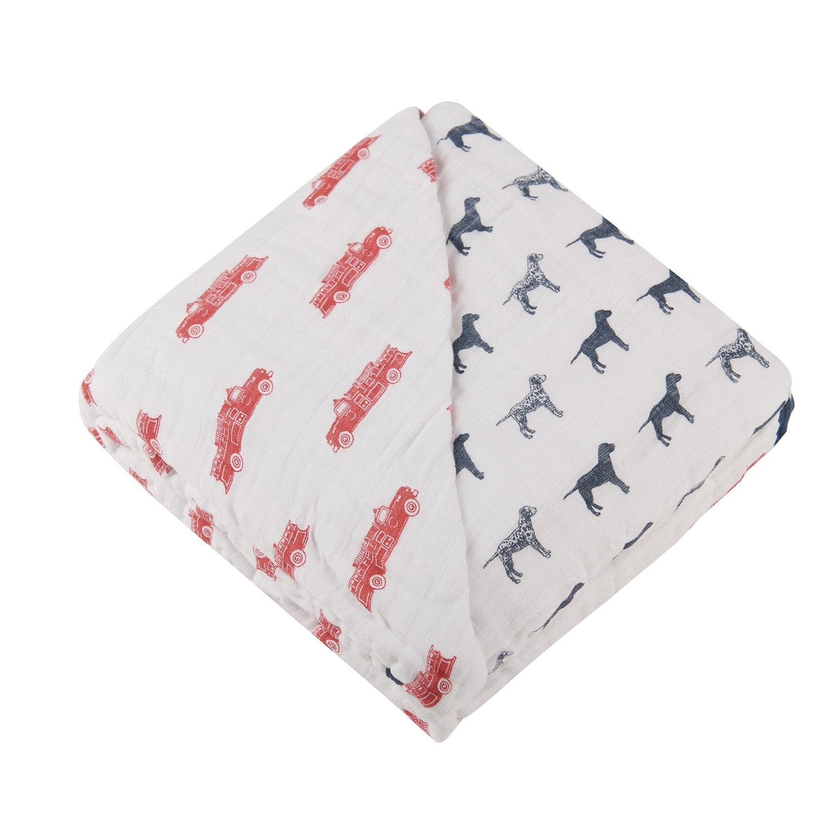 Fire Truck and Dalmatian Cotton Muslin Newcastle Blanket